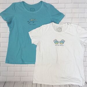 Life Is Good tee shirt bundle: blue & white Size M
